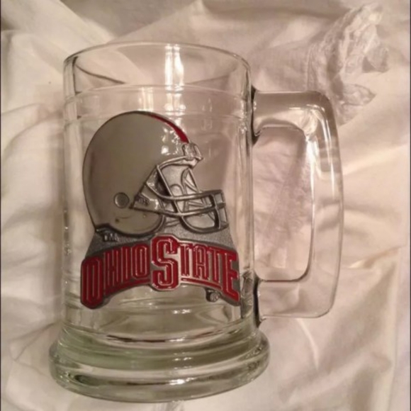Ohio State Glass Beer Stein with enameled logo - Picture 1 of 3